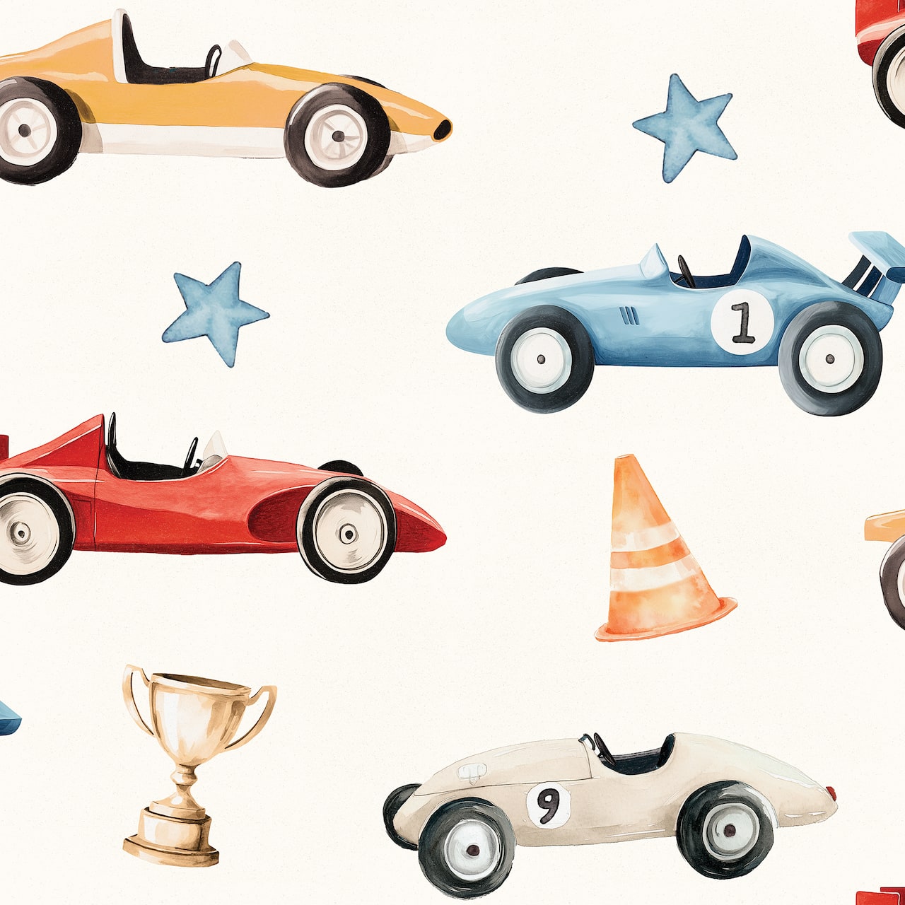 Designs Direct Vintage Race Cars Peel & Stick Wallpaper